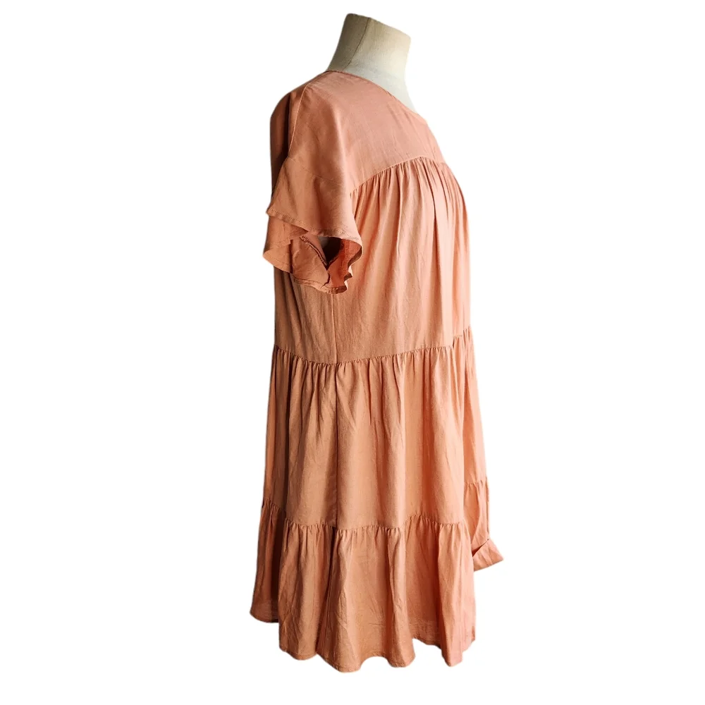 Altar'd State Linen Blend Mini Dress in Peach Coral Size Small
